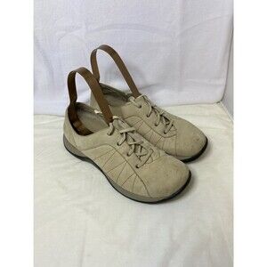 Clarks Springers Women’s Tan Leather Work Walking Shoes Lace Up Loafers Sz 9.5 M